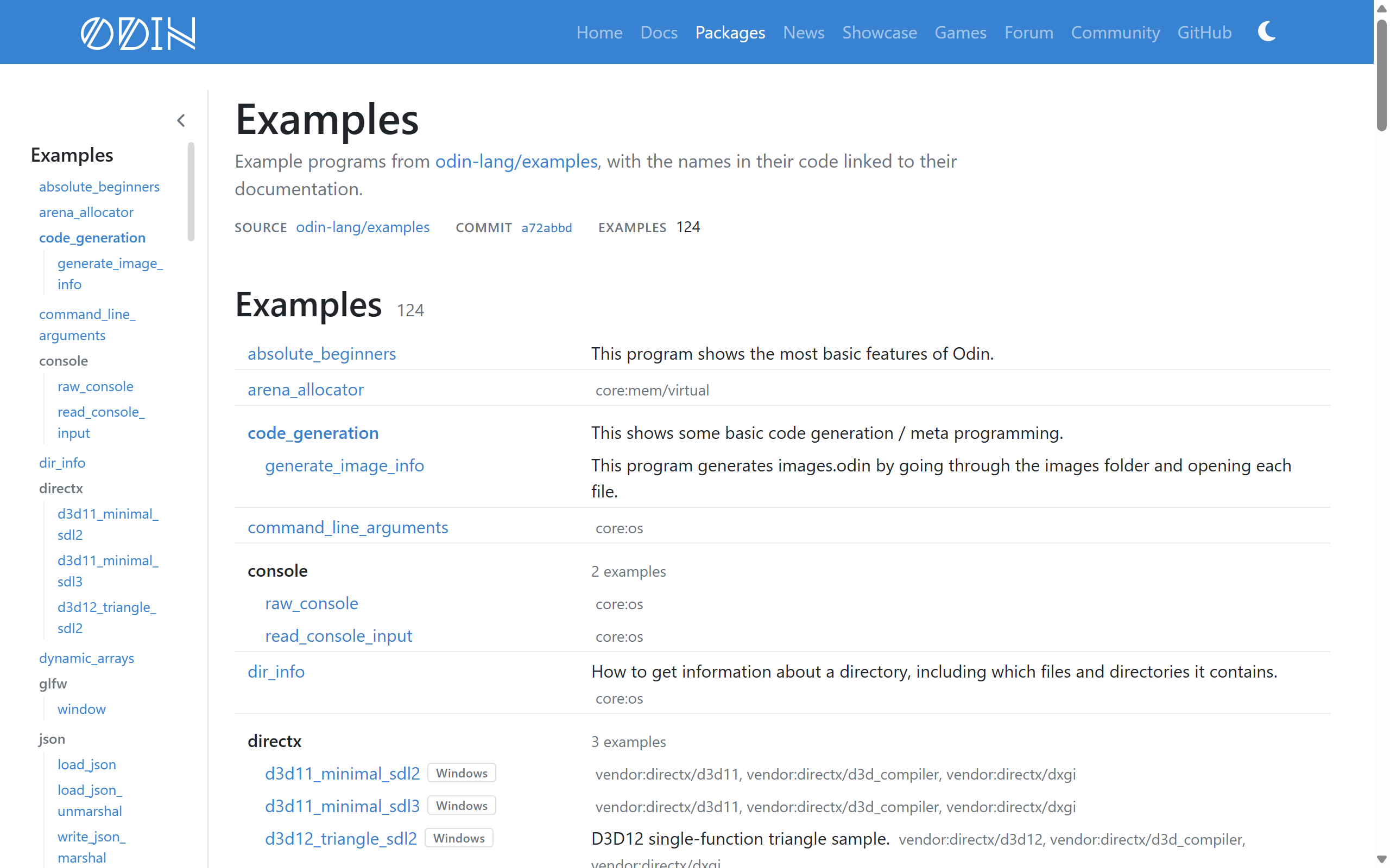 The examples index