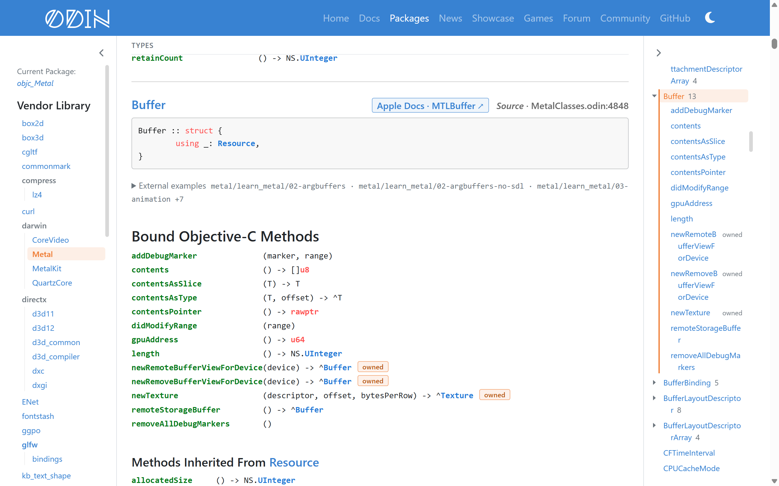 An Objective-C class in vendor:darwin/Metal
