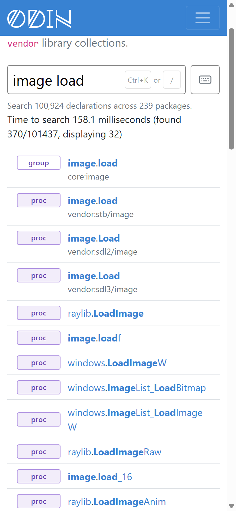 Search results on a phone
